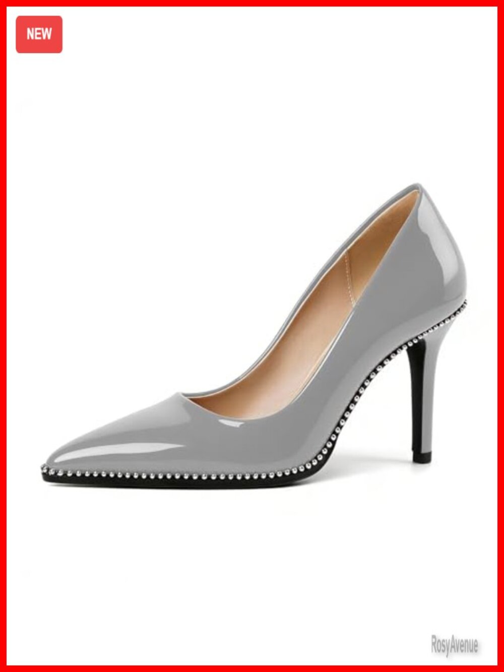 Women Pointed Toe Stiletto High Heel Beaded Slip On Dress Pumps